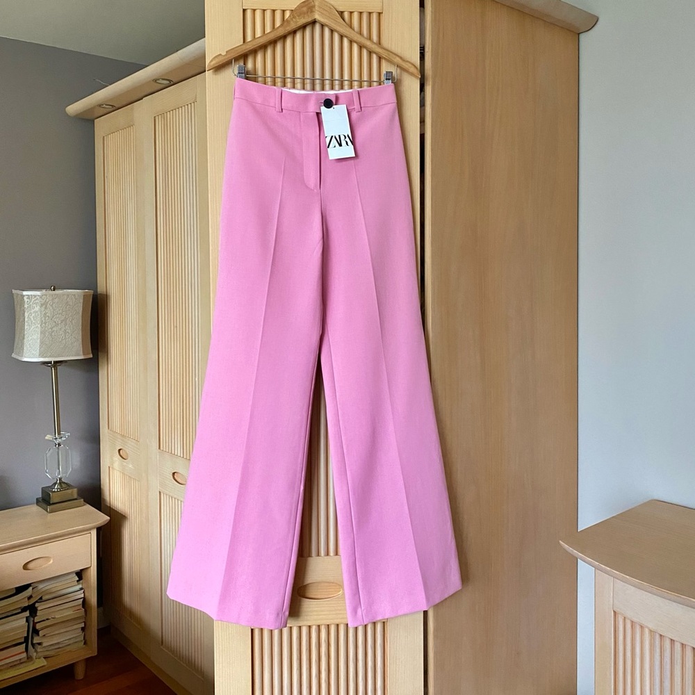 Zara pink wide leg trouser pants